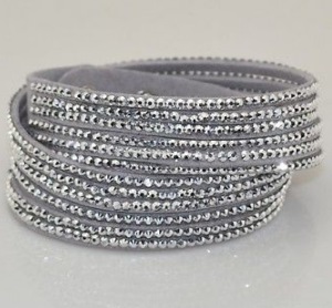 Bracelet gris strass argentés