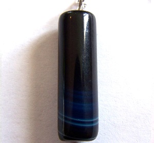 Collier Colonne d'Agate noire et bleue
