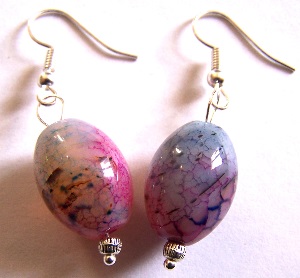 BO Perles d'agates ovales multicolores