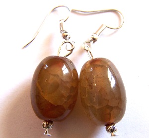 BO Perles d'agates ovales ocres