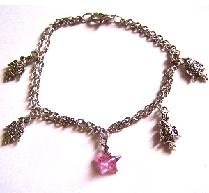 Bracelet Cristal Etoile rose + Perroquets