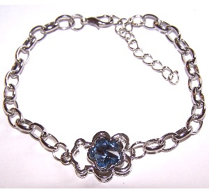Bracelet argenté Nounours Bleu