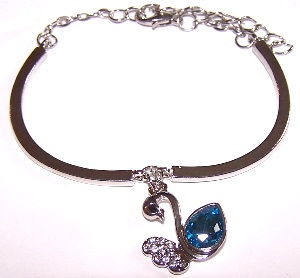 Bracelet argenté cygne bleu