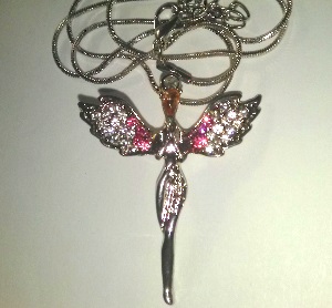 Collier Ange strass blancs et roses