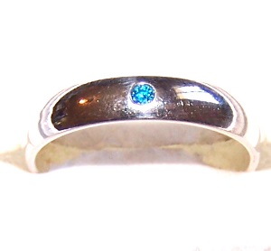 Bague anneau bleu T58