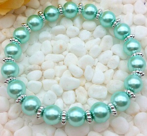 Bracelet Perles nacrées bleu turquoise