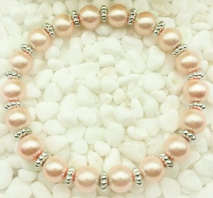 Bracelet Perles nacrées Ecru rosées