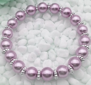Bracelet Perles nacrées violettes claires