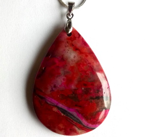 Collier Agate Crazy Lace rouge