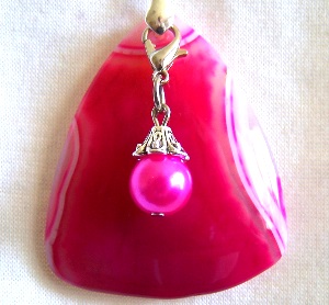 Collier Agate rose et perle nacrée