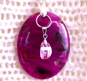 Collier Agate violette + cristal rose
