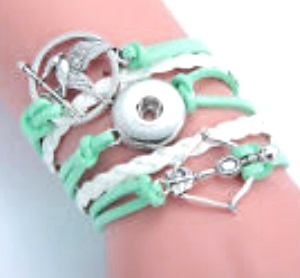 Bracelet cuir Vert d'Eau Geai Moqueur Bouton Noosa