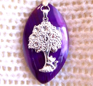 Collier Agate violette + arbre argenté