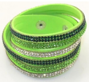 Bracelet vert strass 3 couleurs