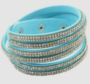 Bracelet bleu strass argentés