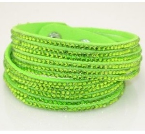 Bracelet vert strass verts
