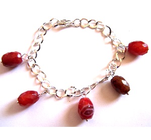 Bracelet Agates ovales tons rouges